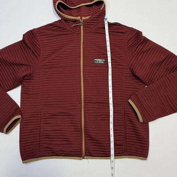 L.L.Bean Jacket Mens Medium Burgundy Hooded Full Zip Slightly Fitted Polyester - Picture 6 of 9